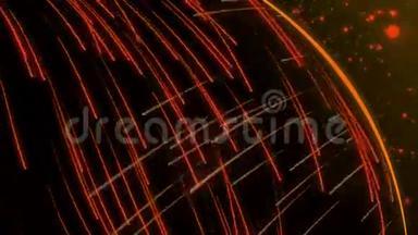 高速背景图中抽象橙色光激光束射线拍摄的无缝动画