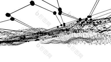 抽象简单的黑白挥动三维网格或网格作为豪华环境。 灰色几何振动环境或