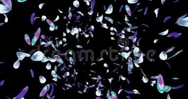 紫罗兰蓝青花花瓣飞行背景阿尔法哑光环4k