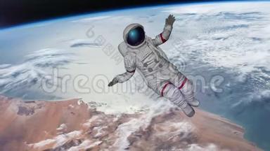 宇航员撞击<strong>地球</strong>。 由美国宇航局提供的这个视频元素。 3D绘制