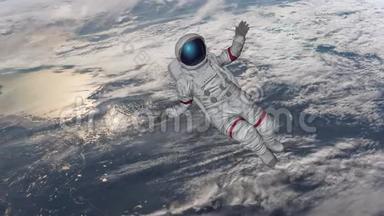 宇航员撞击地球。 由美国宇航局提供的这个<strong>视频元素</strong>。 3D绘制