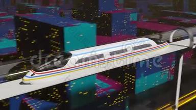 高速客运列车在玻璃隧道中行驶