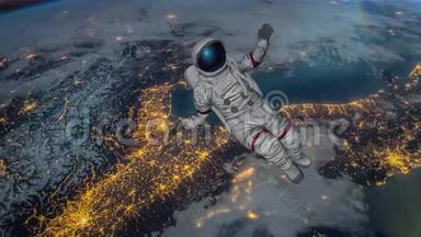 宇航员撞击地球。 由美国宇航局提供的这个<strong>视频元素</strong>。 3D绘制