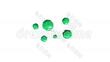 绿色的<strong>水滴</strong>在缓慢的运动中<strong>落下</strong>和扩散。 彩色油漆