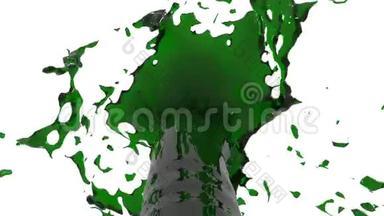 喷泉的绿色水流在空中飞<strong>起</strong>，<strong>溅起</strong>许多<strong>水花</strong>。 慢吞吞的绿色液体作为糖浆或甜柠檬水