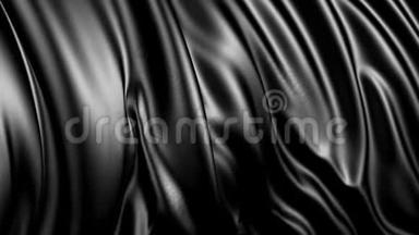 黑色丝绸在缓慢运动。 织物在风中发展得很<strong>顺利</strong>