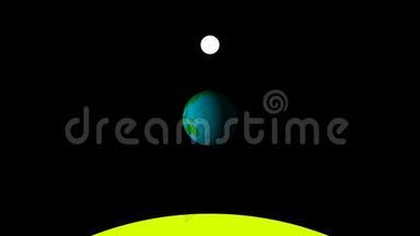 月球的相位，在一个准确的插图中环绕地球轨道