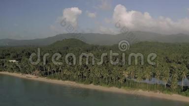 天堂海滩和热带森林4k无人机在泰国4K拍摄