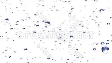 白色背景下循环动画中的雨滴。 高清1080