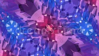 蓝紫低聚几何抽象背景作为移动彩色玻璃或<strong>万花筒</strong>效果在4k。 <strong>循环</strong>3d
