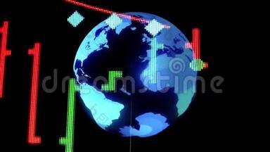 用全息地球仪绘制股票市场价格图新质量金融业务动态视频