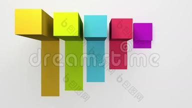 六个3D方块介绍标题框图，Power Point演示模板。版本4