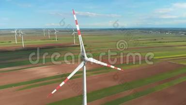 风电场现场鸟瞰图。奥地利。无人机能源生产观