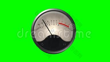 绿色屏幕背景下的机器气压计刻度