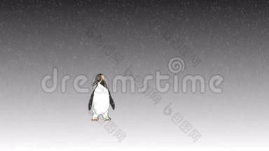 视频动画企鹅走在雪地里