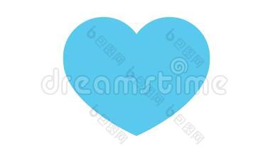白色背景上蓝色心脏图标的动画。