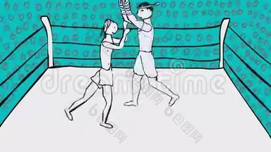 两名泰国拳击手在<strong>卡通动画</strong>上打架
