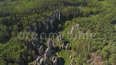 土耳其，CZECH共和国-JUNE，2019年：航空无人机景观的国家公园塞斯基拉吉附近布拉格。