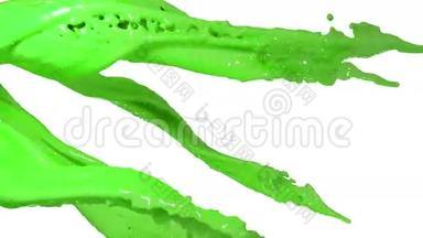 几道液流流，流绿车漆.. 广告液体的模拟和渲染非常详细
