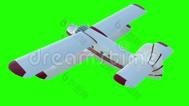 安东诺夫安-2双平面。 旧的白色飞机。 现实物理动画，现实反射和运动。 全球照明