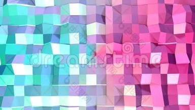抽象简单的蓝色粉红色低聚三维表面作为凉爽的背景。 移动的软几何低聚运动背景