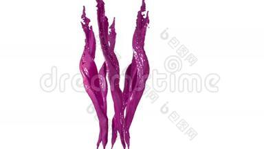 几条紫色的液体流。 对广告液进行了仿真和渲染，得到了很高的细节。 3d