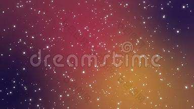 粉色橙色蓝色渐变背景下带有光粒子的银河动画