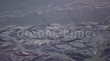 冰岛冰川河的鸟瞰图