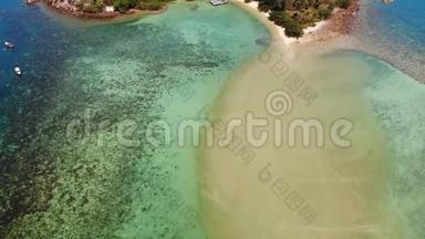空中无人机观小KohMa岛，Ko Phangan泰国。 <strong>海滨</strong>全景景观，梅海德海滩，<strong>夏日</strong>