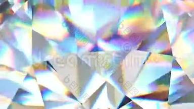 豪华宝石闪闪发光的钻石环。 七彩万花筒无缝环路背景.. 闪亮的旋转晶体。