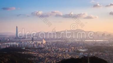 韩国城市，首尔城市景观，天际线和摩天大楼，韩国。
