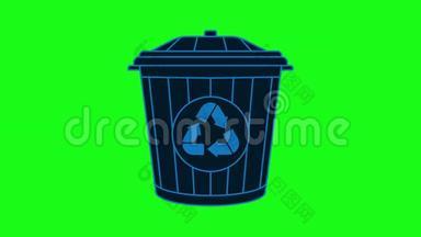 绿色背景上的垃圾桶动画。