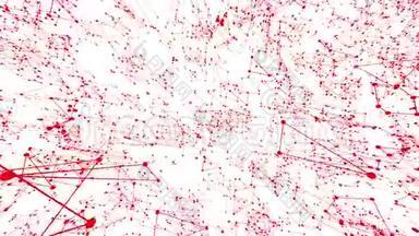 抽象干净的红色挥动三维网格或网格作为干净的背景。 红色几何振动环境或脉动数学