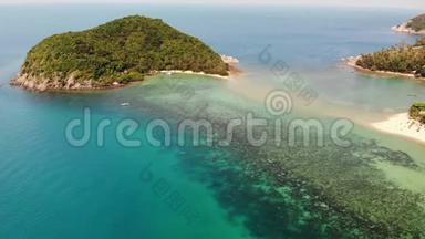 空中无人机观小KohMa岛，Ko Phangan泰国。 <strong>海滨</strong>全景景观，梅海德海滩，<strong>夏日</strong>