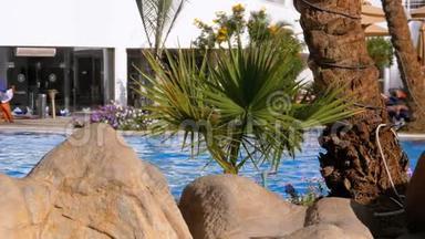 阳光酒店度假胜地，在埃及设有豪华蓝色游<strong>泳池</strong>、<strong>沙滩</strong>伞和日光浴床