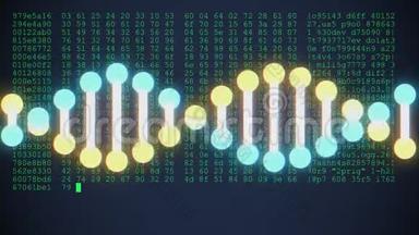 DNA螺旋形分子解码液晶屏幕无缝环动画背景<strong>新品</strong>质美丽<strong>自然</strong>健康