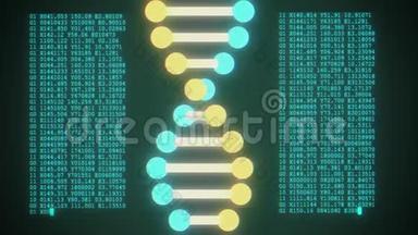 DNA螺旋形分子解码液晶屏幕无缝环动画背景新品质美丽自然健康