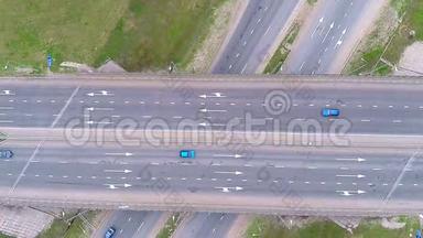 高速公路、高速公路、高速公路、高速公路的鸟瞰图。 高清。