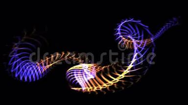 抽象火激光线，耀斑霓虹灯艺术发光曲线线粒子背景。