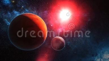 外层空间的红色外星球