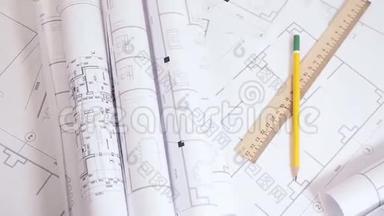 工程图纸及蓝图.. 纸建筑图纸及蓝图.. 工程蓝图