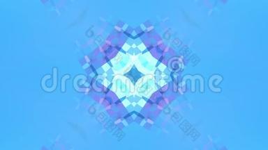 蓝色低聚几何抽象背景作为移动彩色玻璃或万花筒在4k。 循环三维动画，无缝