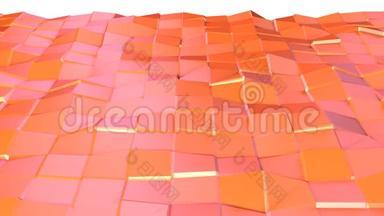 抽象简单的粉红色橙色低聚三维表面作为艺术背景。 移动的软几何低聚运动背景