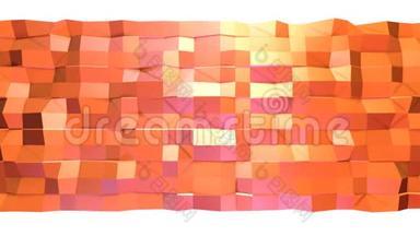 简单的低聚三维表面作为优雅的背景。 软几何低聚运动背景移动纯粉色橙色