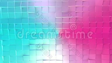 抽象简单的蓝色粉红色低聚三维表面作为网络背景。 移动的软几何低聚运动背景