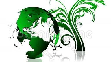 绿色地球星球的动画。 绿色和生态世界概念
