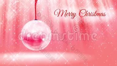 新年或圣诞节假期用发光粒子和雪球或雪球中闪烁的三维雪组成