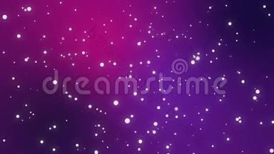 闪烁的白光粒子穿过紫色的粉红色渐变背景