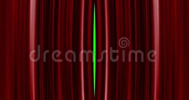 高品质完美红色窗帘开启运动背景。 包括绿色屏幕