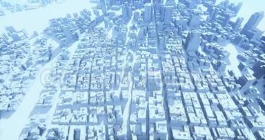 抽象<strong>城市</strong>，飞越3D<strong>虚拟</strong>几何<strong>城市</strong>建筑，网络技术。